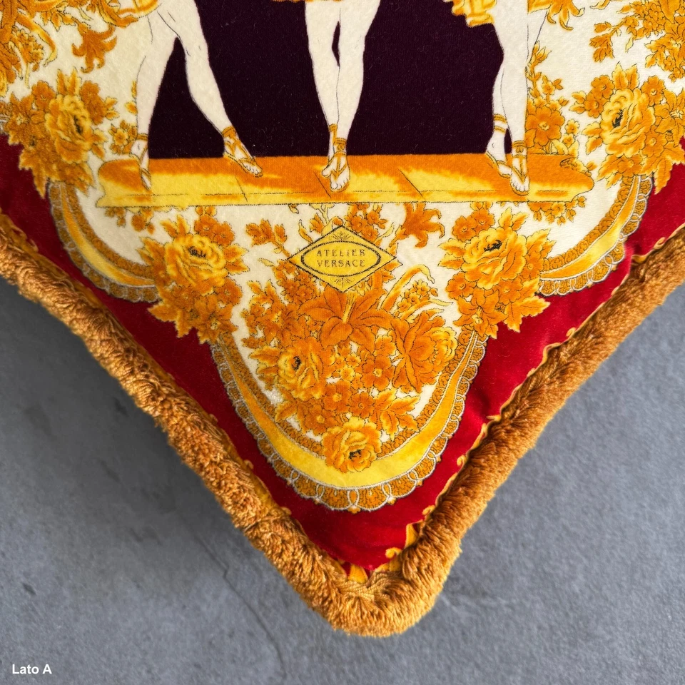 GIANNI VERSACE pillow velvet The Three Graces Dancing by Canova print size 16” - Image 3 of 4