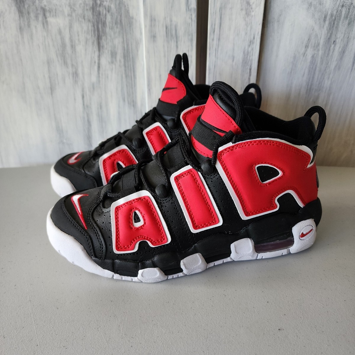 Nike Air More Uptempo GS Black Red White Shoes DM3190-001