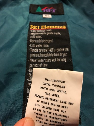 REI ELEMENTS RAIN JACKET Kids Youth Size XL Extra Large 16/18 Hooded Full Zip - Picture 10 of 10
