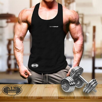 Never Give Up Vest Small Gym Clothing Bodybuilding Training Workout Men Tank Top