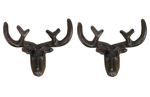 Gancio appendiabiti o cassetto in ghisa testa di cervo maniglia estraibile interno esterno confezione da 1 2 3 4 - Foto 2 di 52