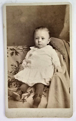 Antique CDV Photo Adorable Victorian Child Girl Dress Shoes Goebel St Charles MO