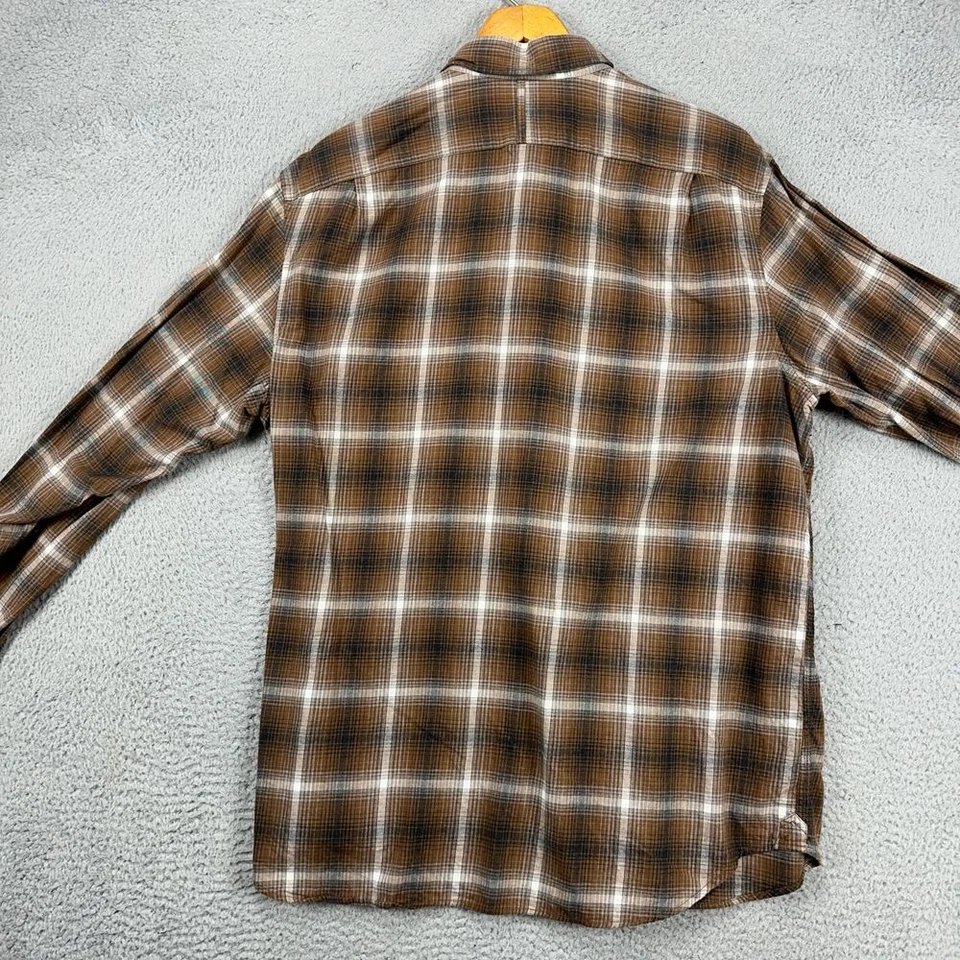 Camisa de Vestir Banana Republic Adulto XL 17-17.5 Marrón Blanco A Cuadros Abotonada Para Hombres Foto 3 de 4