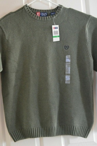 Chaps NWT Sweater Men's L Gray Solid Crewneck Long Sleeve Pullover Knit - Picture 2 of 6