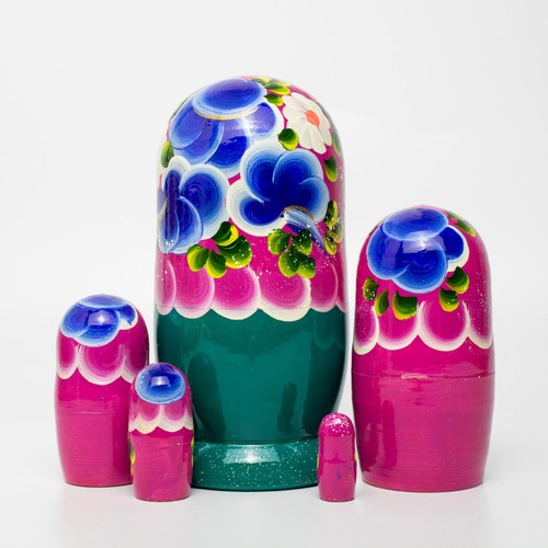 5pcs 14cm / 5.5" Gouache Genuine Matryoshka Russian Nesting Dolls - Picture 2 of 2