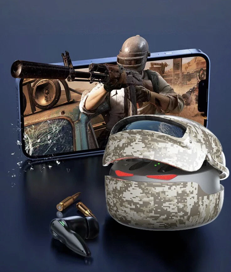 Wireless Earbuds For Kids Military Camo Bluetooth LED TWS Noise Reduction - Image 2 of 4