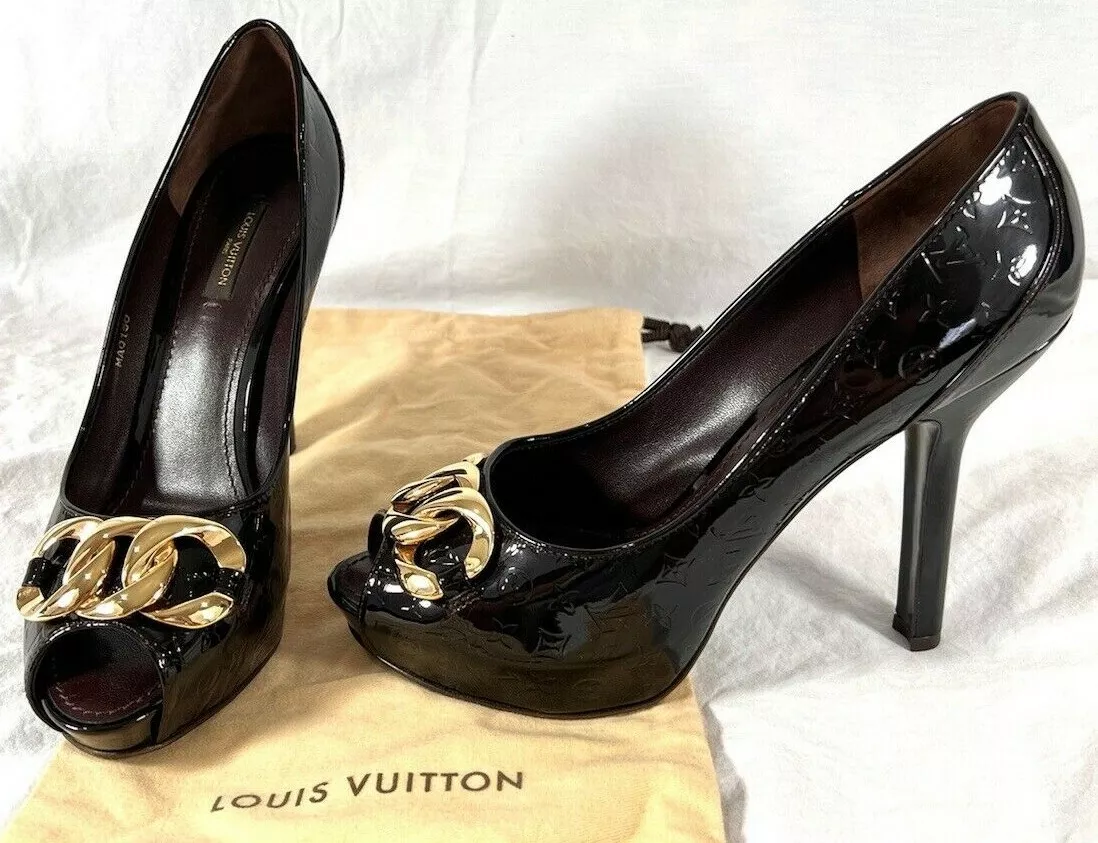 LOUIS VUITTON Dark Purple Monogram Platform Women's Pumps Shoes 39 9US