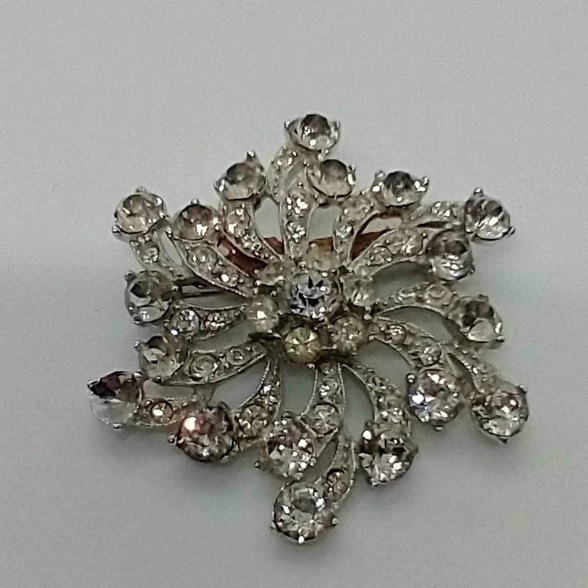Vtg Bogoff brooch Clear rhinestones Silver tone 1 stone missing eBay
