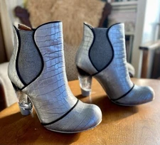 Poetic License Mind Games Heeled Silver Ankle Boot US 6.5 EU 37