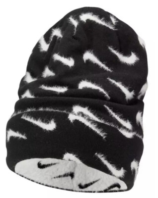 nike black and white beanie
