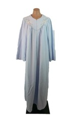 Vtg Periwinkle SHADOWLINE Zip Hostess Peignoir Lounging ROBE Fleece Floral NWT M