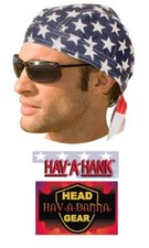 Hav-A-Hank AMERICA USA US FLAG FULL FITTED Bandana w/TIES Skull CAP HEAD DO RAG