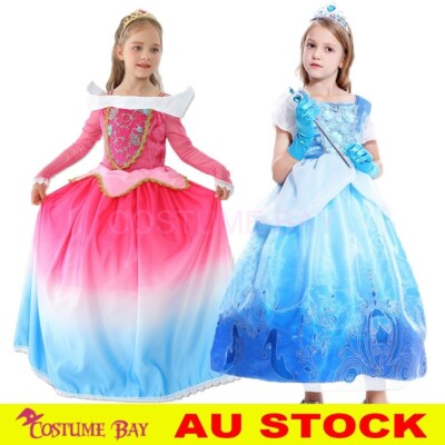 Deluxe Girls Princess Cinderella Sleeping Beauty Aurora Costume Dress BOOK  WEEK | eBay