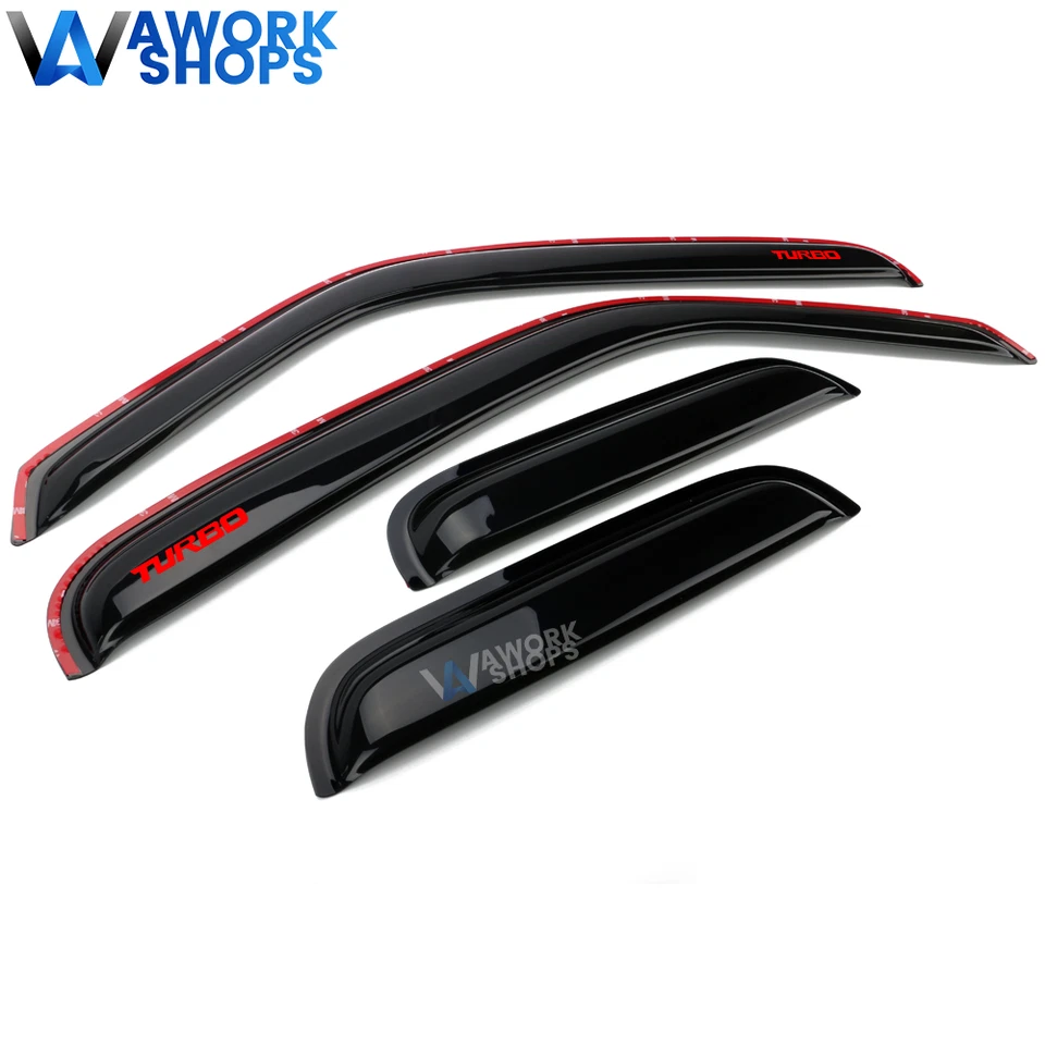 Fits 99-11 Ford Ranger In Channel Window Visor Vent Rain Guard Shade &Red Turbo Foto 4 de 4