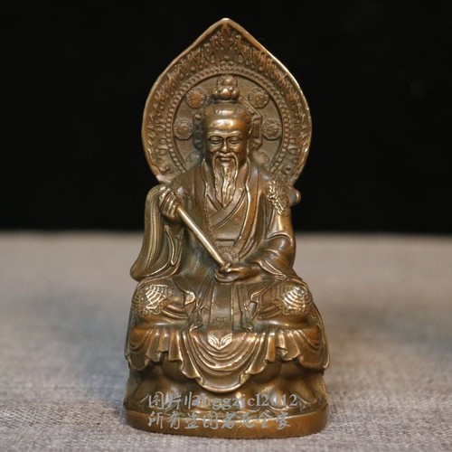 3 PC 4.8" Brass Three Pure Ones Statue Taoist Trinity Pristine Divine Gods Home - 第 4/6 張圖片