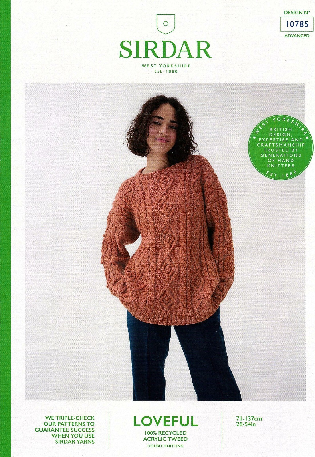 Sirdar DK Knitting Pattern - 10785 Ladies Sweater