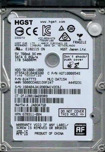 HGST Festplatte (HDD)  Z7K500 500GB (2,5", 7 mm) SATA 6.0Gb/s 7200RPM
