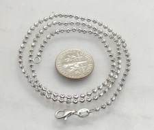 2.3mm Diamond Moon Cut Ball Bead Chain Necklace Real Sterling Silver ITALY QVC