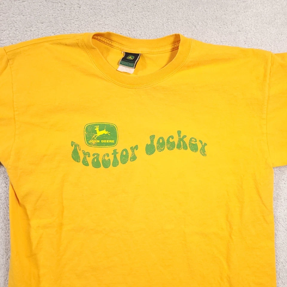 Camiseta De Colección John Deere Gráfico Logo Para Hombre Grande Amarilla Tractor Jockey Foto 3 de 4
