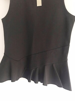 Haut Femme Sans Manches J.Crew Noir - Style Peplum, Col Rond, Pour Le Travail (taille S)