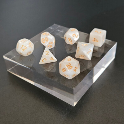 Full Set of Dice - Ivory Pearl White - D4 through D20 - Dungeons & Dragons - D&D