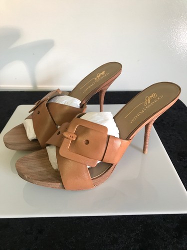 New Donald J PLiner Elaine Camel (Tan) Leather Heel Sandals Open Toe US 10M Rare