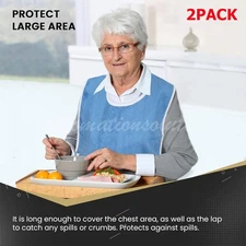 2 Pack Premium Adult Bibs Adjustable Bibs for Adults Eating Cloth for Elderly