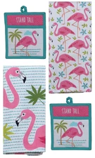 New Kay Dee Designs 4 Piece Kitchen Towel Set, Flamingo