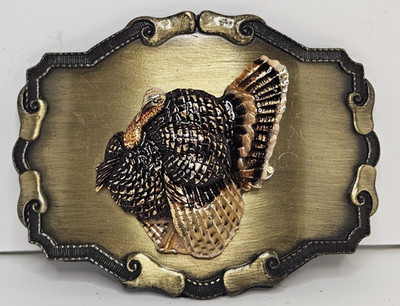 Vintage Raintree Buckle And Jewelry Inc. Belt Buckle Gold Tone 3.5  Hunting Bird