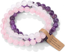 3 PCS Healing Crystal Bracelets for Women 8Mm Natural Stone Beaded Stretch Brace