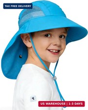 Kids Sun-Hat-Boys-Girls Sun-Protection-Bucket-Hats Wide Summer Beach 6-12Y