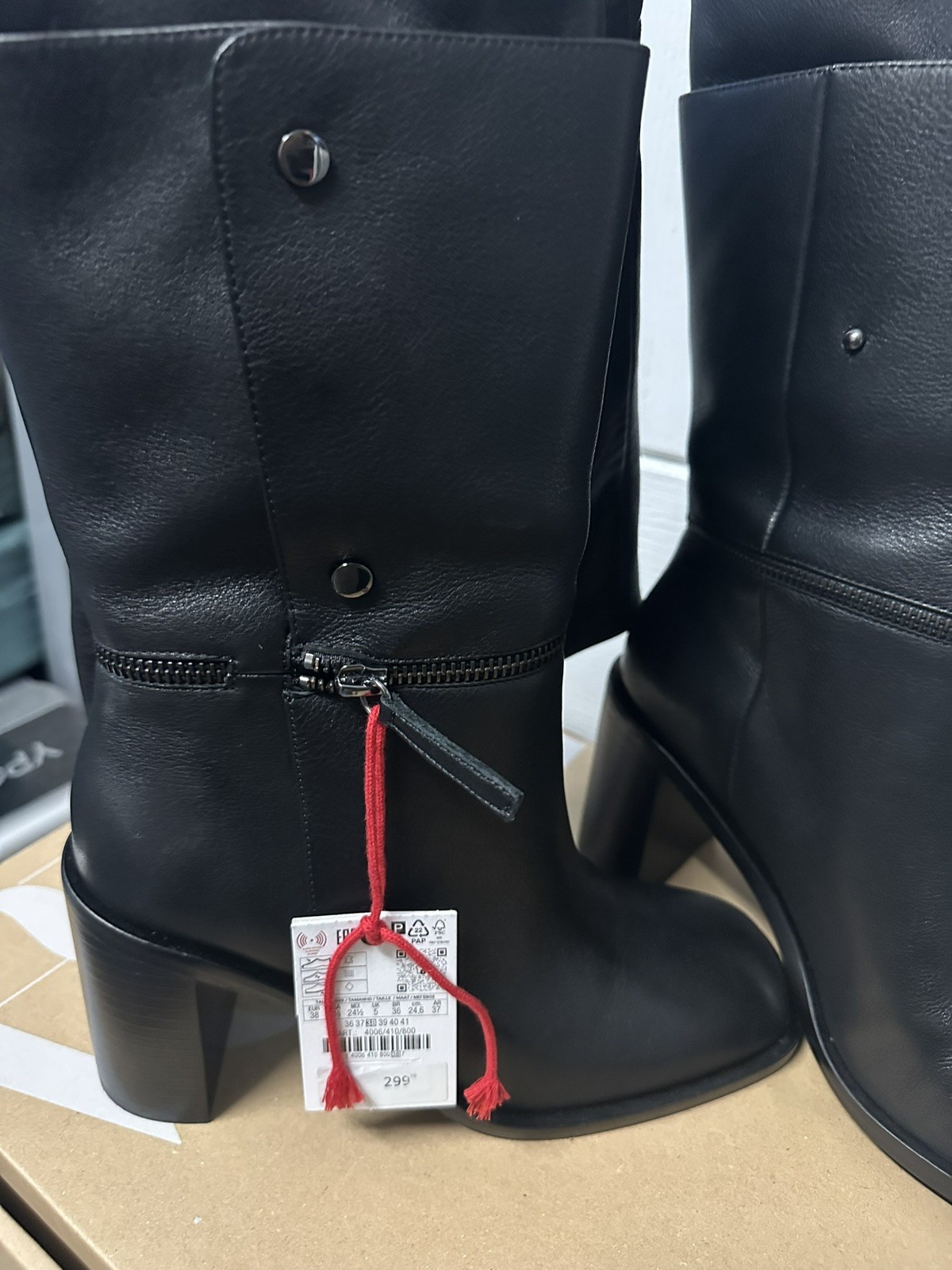 ZARA SRPLS Black Multi position Leather Over The Knee Heeled SIZE UK 5 EU 38 image 2