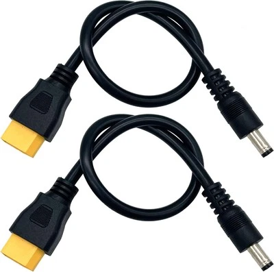 NUOFANY 2Packs XT60 to DC5521 Power Cable, XT-60 Male to DC 5.5mm x 2.1mm Male Adapter
