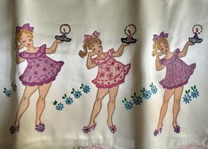 Vintage Kitchy Hand painted 1940's Pillowcase