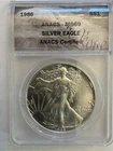1986 1oz  0.999 FINE SILVER. AMERICAN SILVER EAGLE. ANACS CERTIFIED MS-69.
