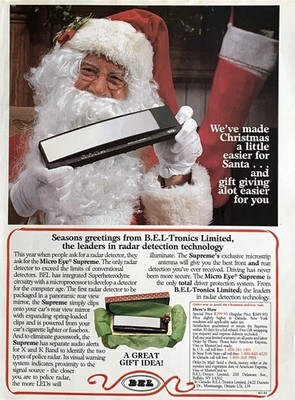 1984 BEL-TR0NICS Leaders in Radar Detection Technology Season Greetings PRINT AD