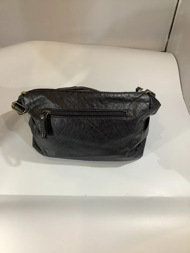 Bolso Bandolera Grande Ajustable Negro Cuero Suave Imitación Bueno Foto 4 de 4