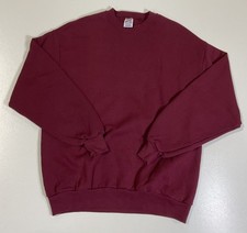 Vintage Jerzees Blank Sweatshirt Sz L Crewneck Made In USA Maroon 90s