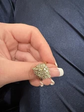 Gold-Tone Cluster Statement Ring with Natural Diamonds