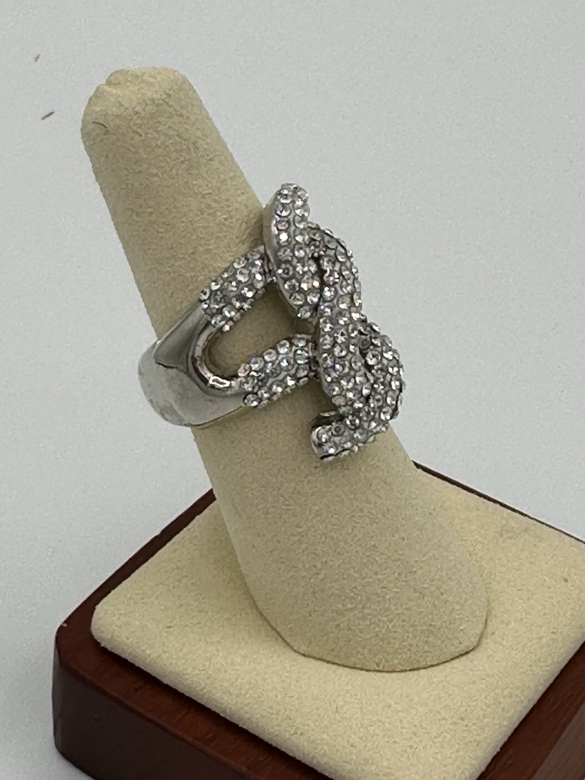 Silver Tone Pave Rhinestone Interlocking Style St… - image 3