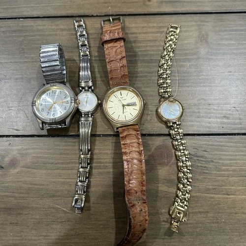 Vintage Watch Lot Seiko Citizen Waltham Quartz for Parts Need Batteries