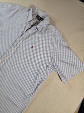 Polo Ralph Lauren Button Down Shirt Men's XL Blue White Check Short Sleeve