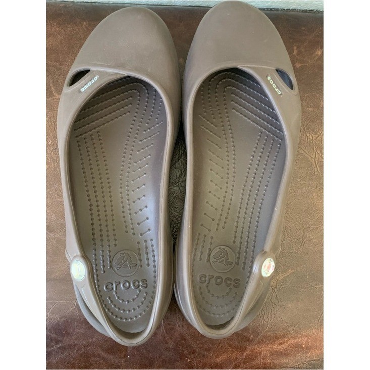 CROCS Women's Chocolate Brown Slip-On Ballet Flats Size 11