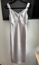 Express satin v-neck midi dress in silver (Size XXS)