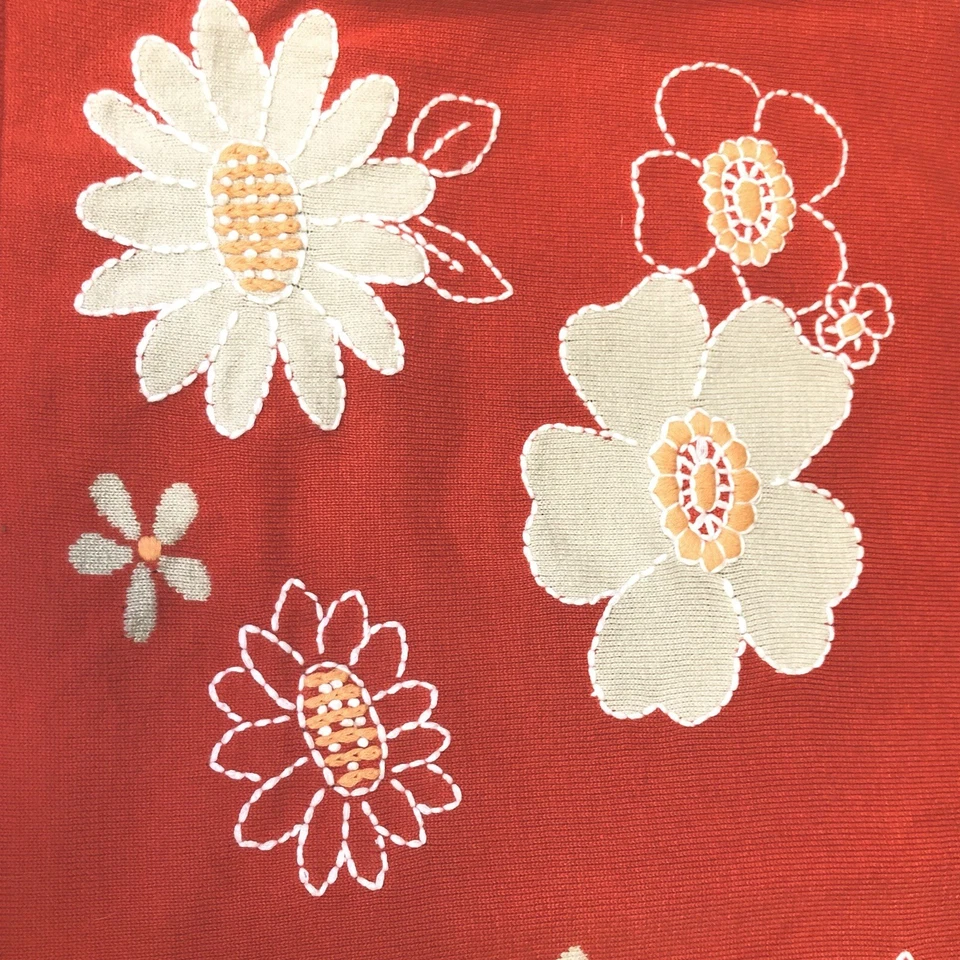 David Brooks Orange Floral Cardigan Sweater Women's L Embroidered 3/4 Sleeves - Image 4 of 4