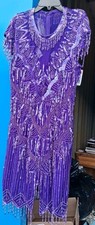 Lawrence Kazar Beaded Purple Dress Large New With Tags Pure Silk