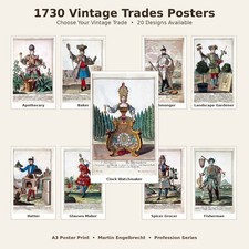 Póster de comercio vintage de 1730 Martin Engelbrecht impresión artística profesional antigua A3