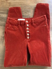 PILCRO Anthropologie Corduroy RustButton Fly High Rise Skinny Pants 28T -cabin