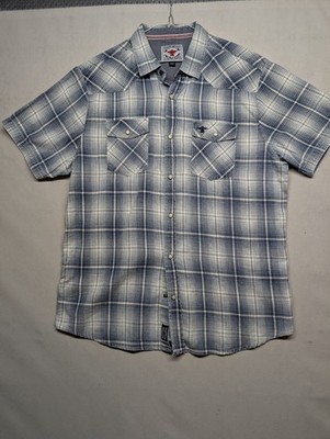 Desert Son Men's Short Sleeve Pearl Snap Western Shirt Plaid Size L