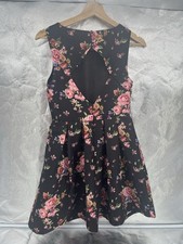 Forever 21 Black Minimalist Floral Skater Dress  Cut-out Back Mini Size S Gown